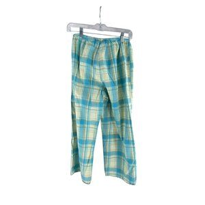 Vintage Eddie Bauer Plaid Cotton Pajama Pants S Blue Cream Loungwear